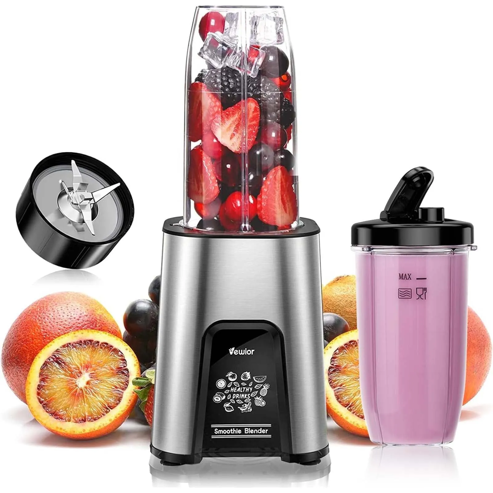 1000W Smoothie Blender for Shakes and Smoothies, 11 Pieces Personal Blender for Kitchen, 2*23oz 10oz Blender Cups with To-Go Lids for Fruit Vegetables, Beans, Nuts, Spices