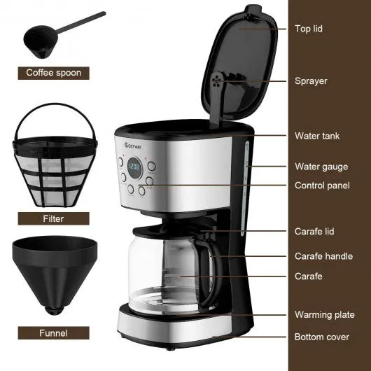 12-cup LCD Display Programmable Coffee Maker Brew Machine