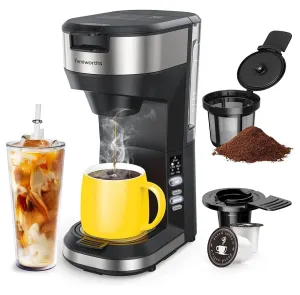 2 in 1 Hot and Iced Single Serve Coffee Maker for K Cups and Ground Coffee