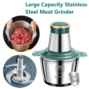 3L Electric Meat Mincer Grinder Vegetable Food Processor Chopper Kitchen Multifunction Stainless Steel Slicer Machine