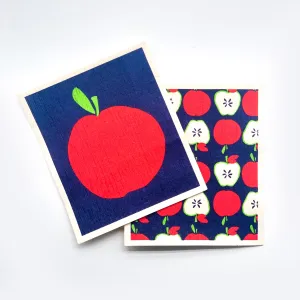 Apples Eco-Friendly blu Sponge Cloth- Set of 2