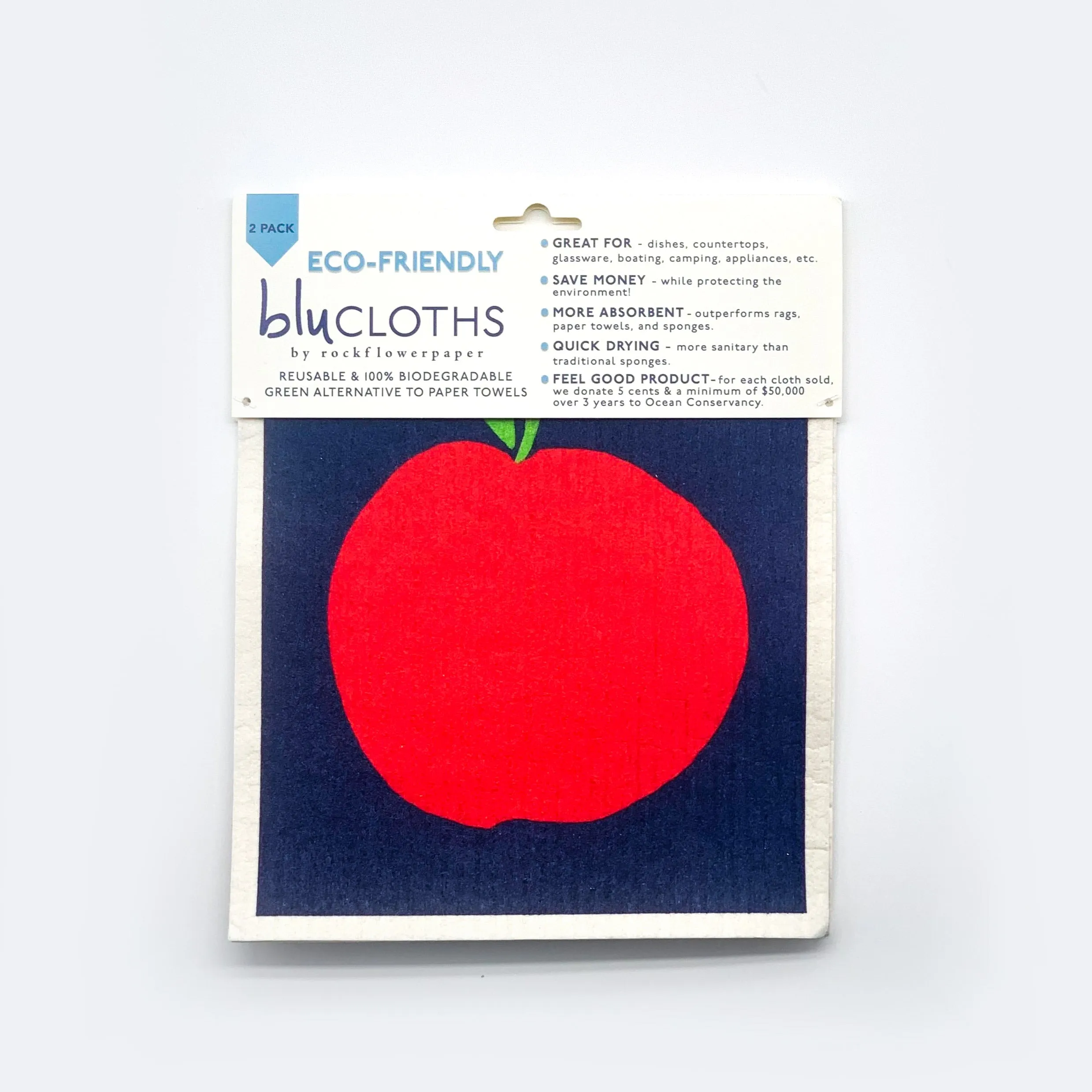 Apples Eco-Friendly blu Sponge Cloth- Set of 2