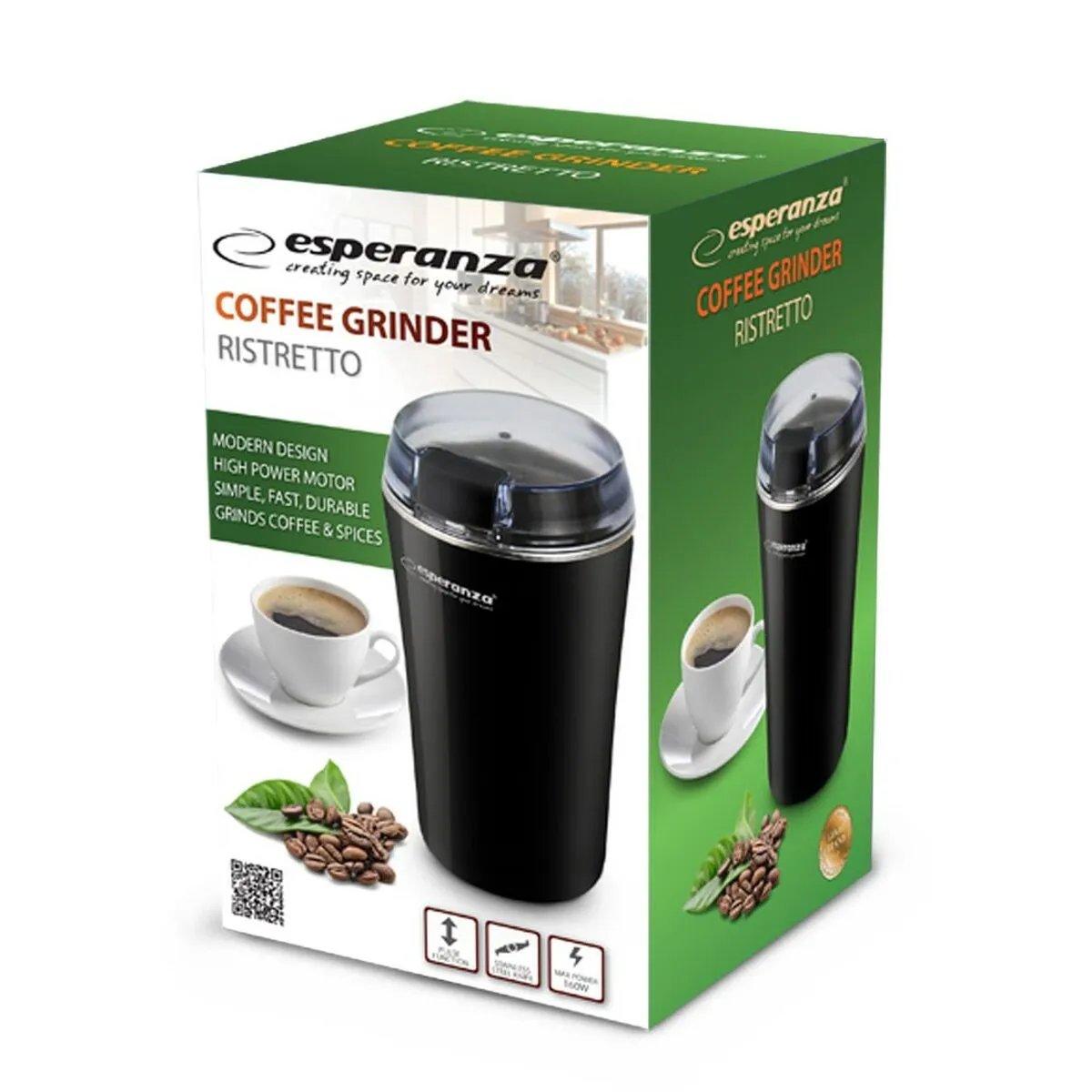 Electric Grinder Esperanza EKC008 Black 160 W