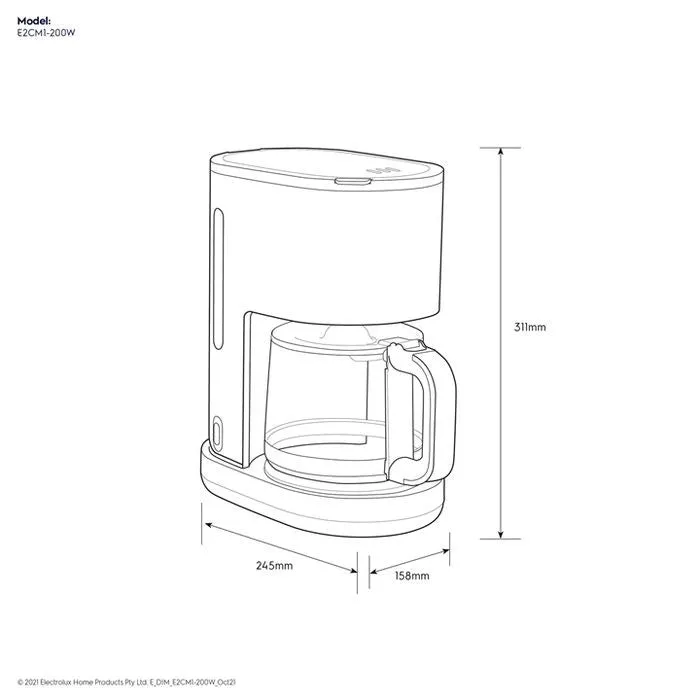 Electrolux E2CM1-200W Coffee Maker White