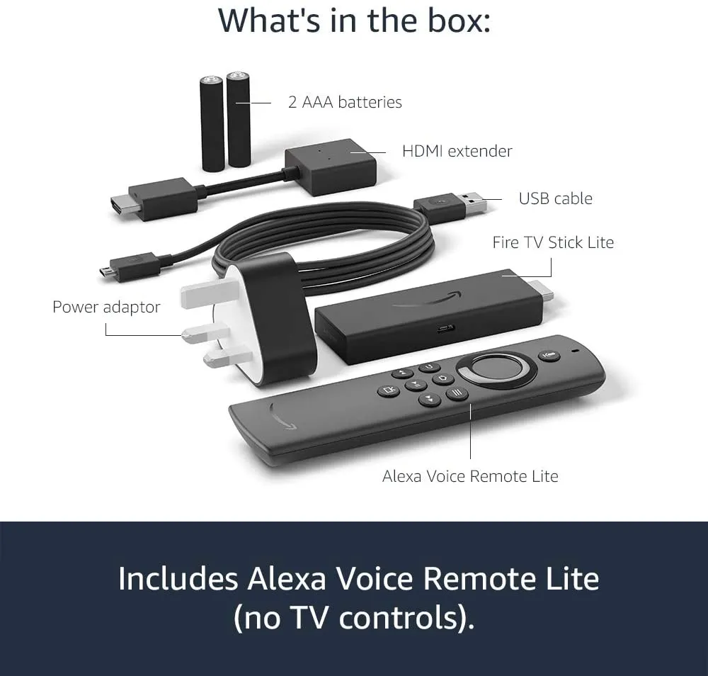 Fire TV Stick Lite with Alexa Voice Remote Lite (no TV controls)