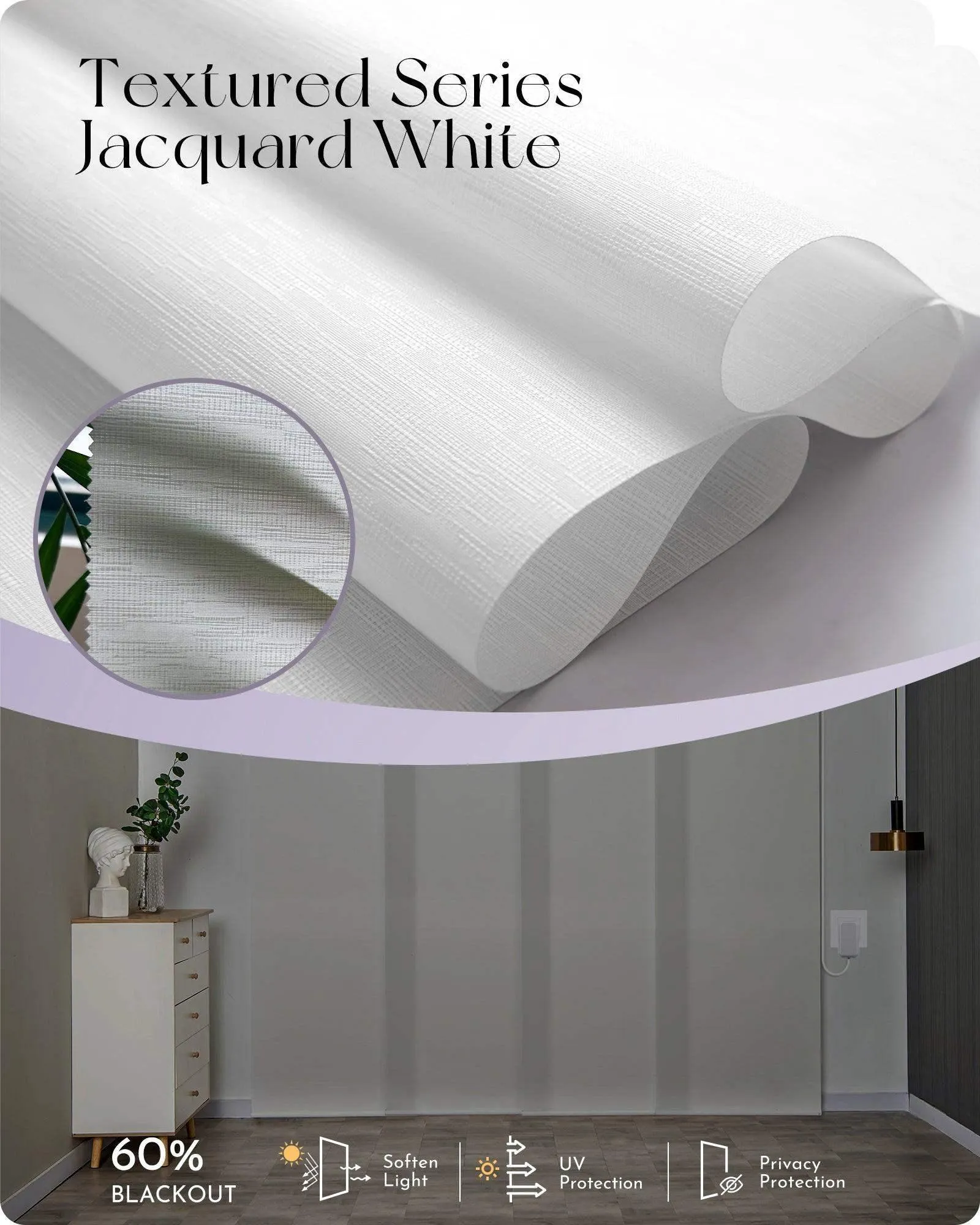 Graywind Hardwired Smart Light Filtering Panel Track Blinds | Textured Series | Custom Width to 177"