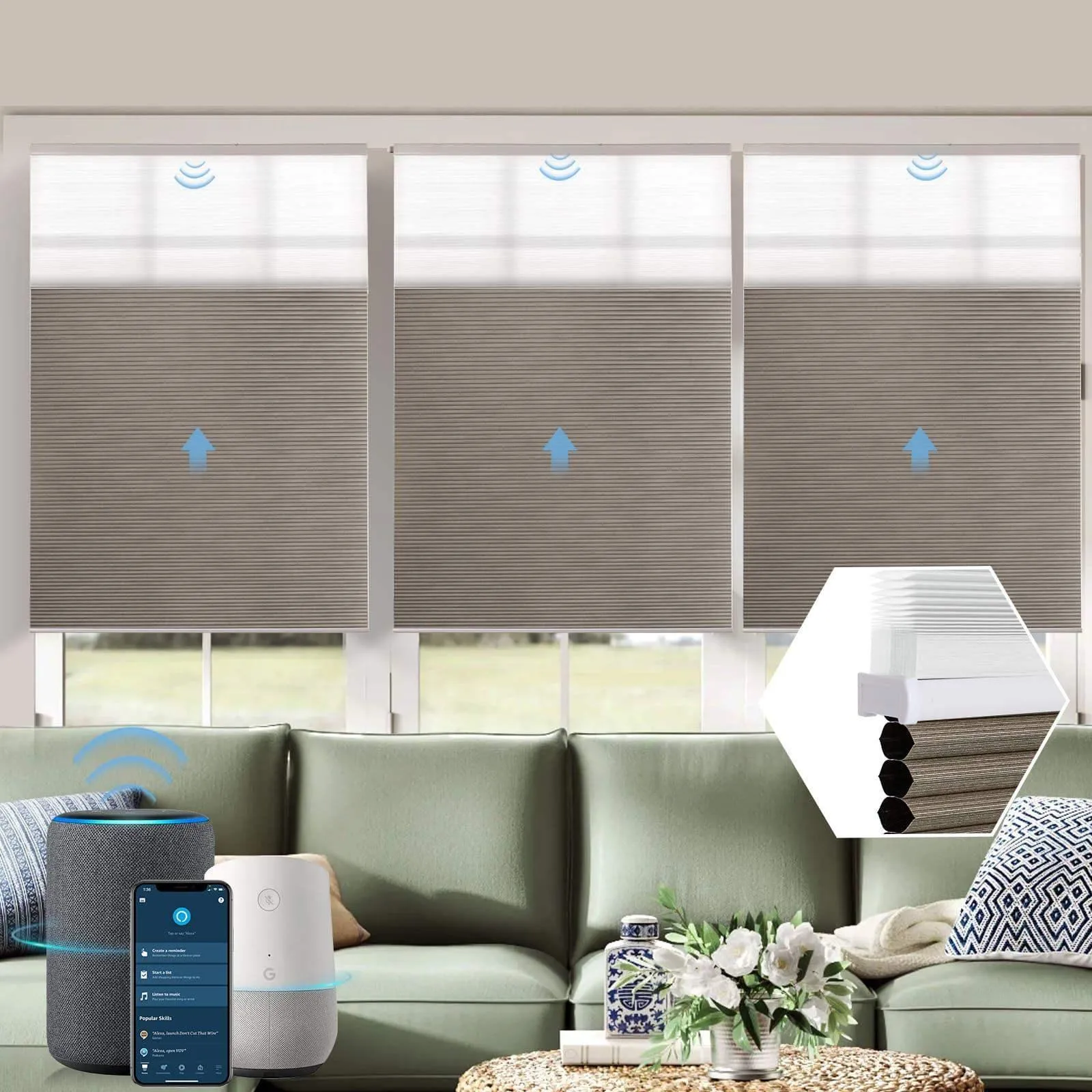 Graywind Motorized Day/Night Cellular Shades | Blackout Series | Customizable