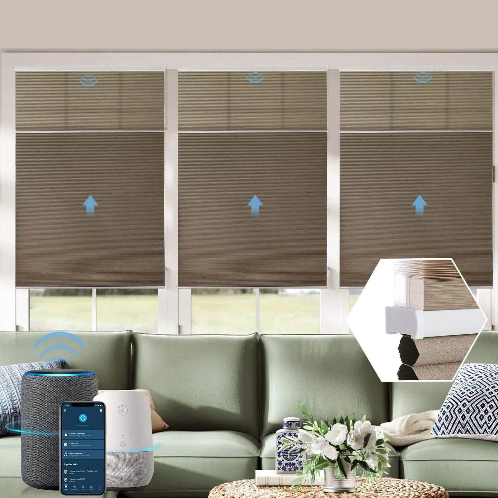 Graywind Motorized Day/Night Cellular Shades | Blackout Series | Customizable