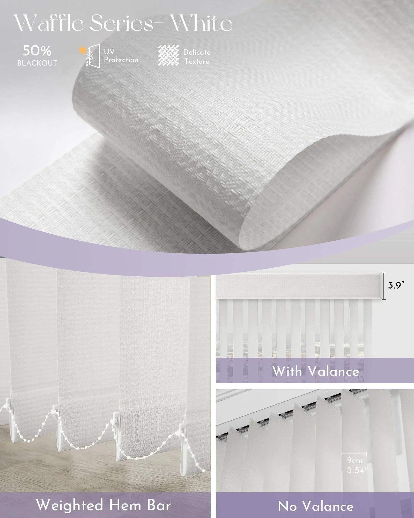 Graywind Smart Vertical Blinds | Light Filtering Waffle Series | Customizable