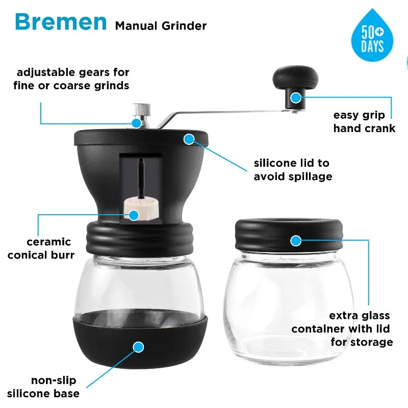 GROSCHE Manual Ceramic Conical Burr Coffee Grinder