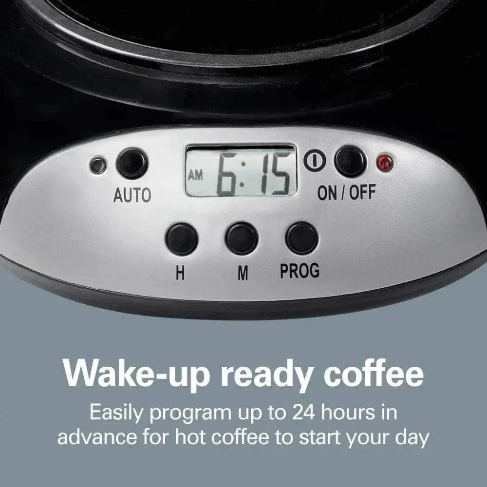 Hamilton Beach Programmable Coffee Maker, 12 Cups, Black, Model 49465R