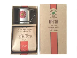 Hello 5 Deluxe Blend Premium Vietnamese Ground Coffee and Stainless Steel Drip Filter Gift Set