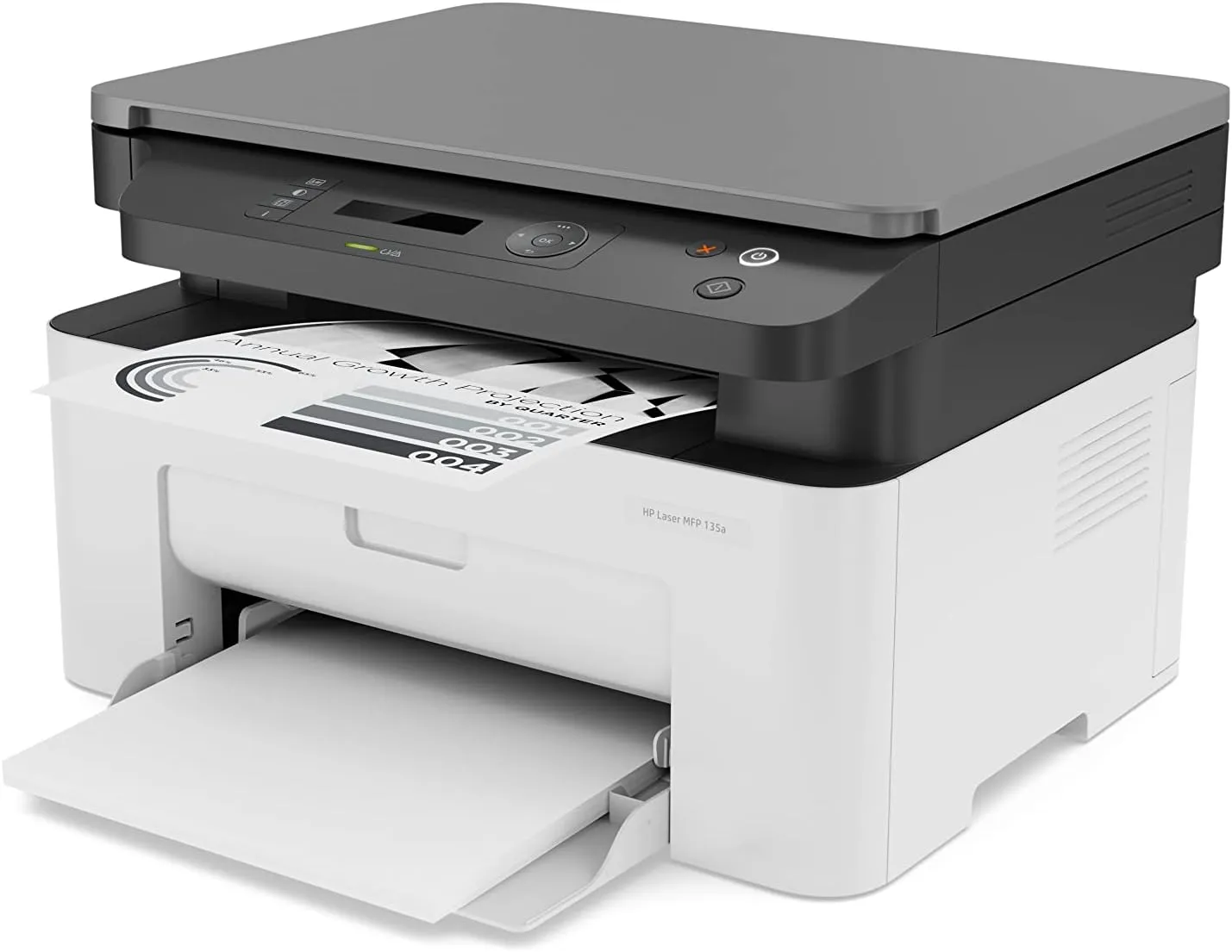 HP Laser MFP 135w - Print, Copy, Scan - Up to 20 Page Per Minute - White [4ZB83A] 40.6 x 36 x 25.3cm White