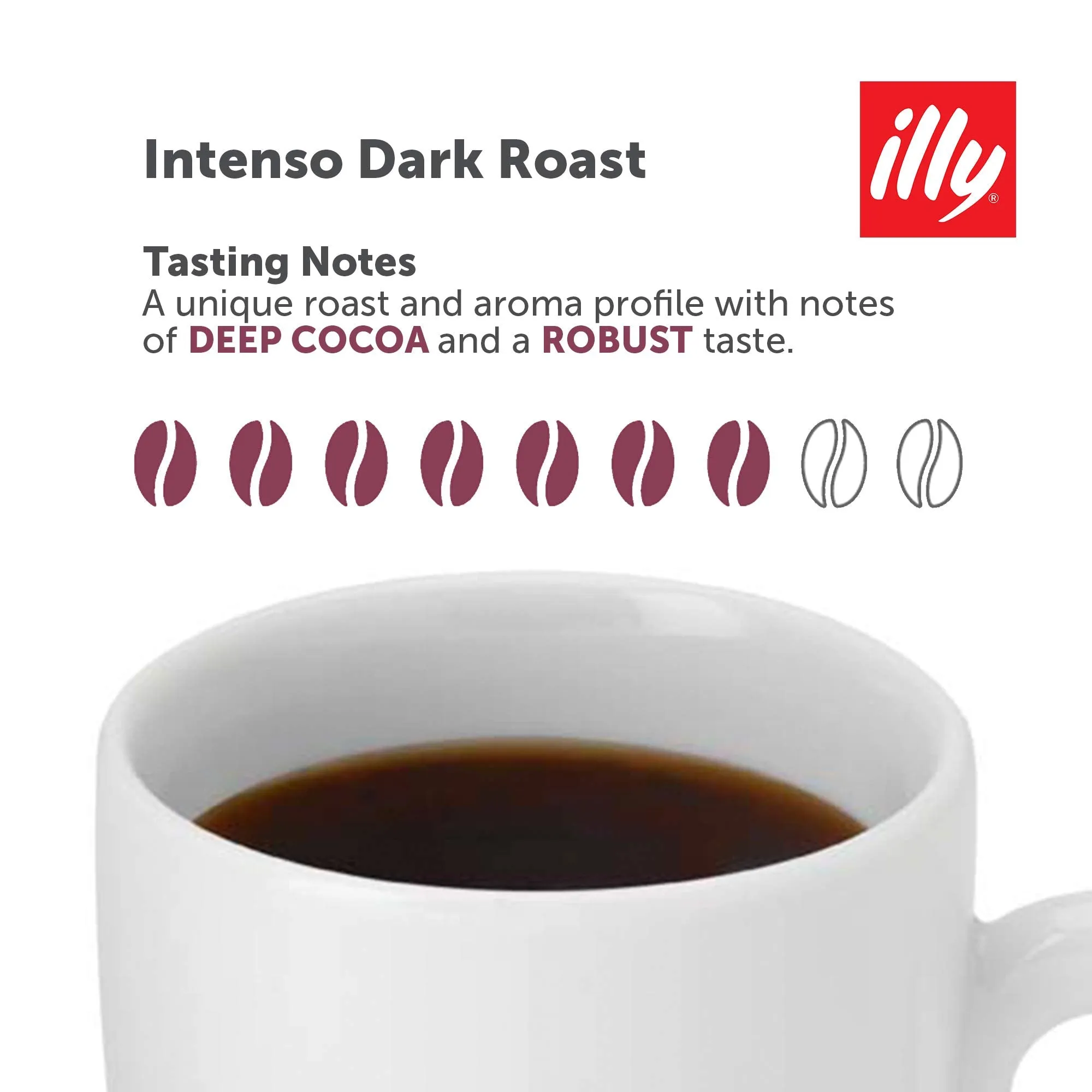 illy Intenso Ground Drip Coffee, Bold Roast, Intense, Robust and Full Flavored With Notes of Deep Cocoa, 100% Arabica Coffee, No Preservatives, 8.8oz (6-Pack)