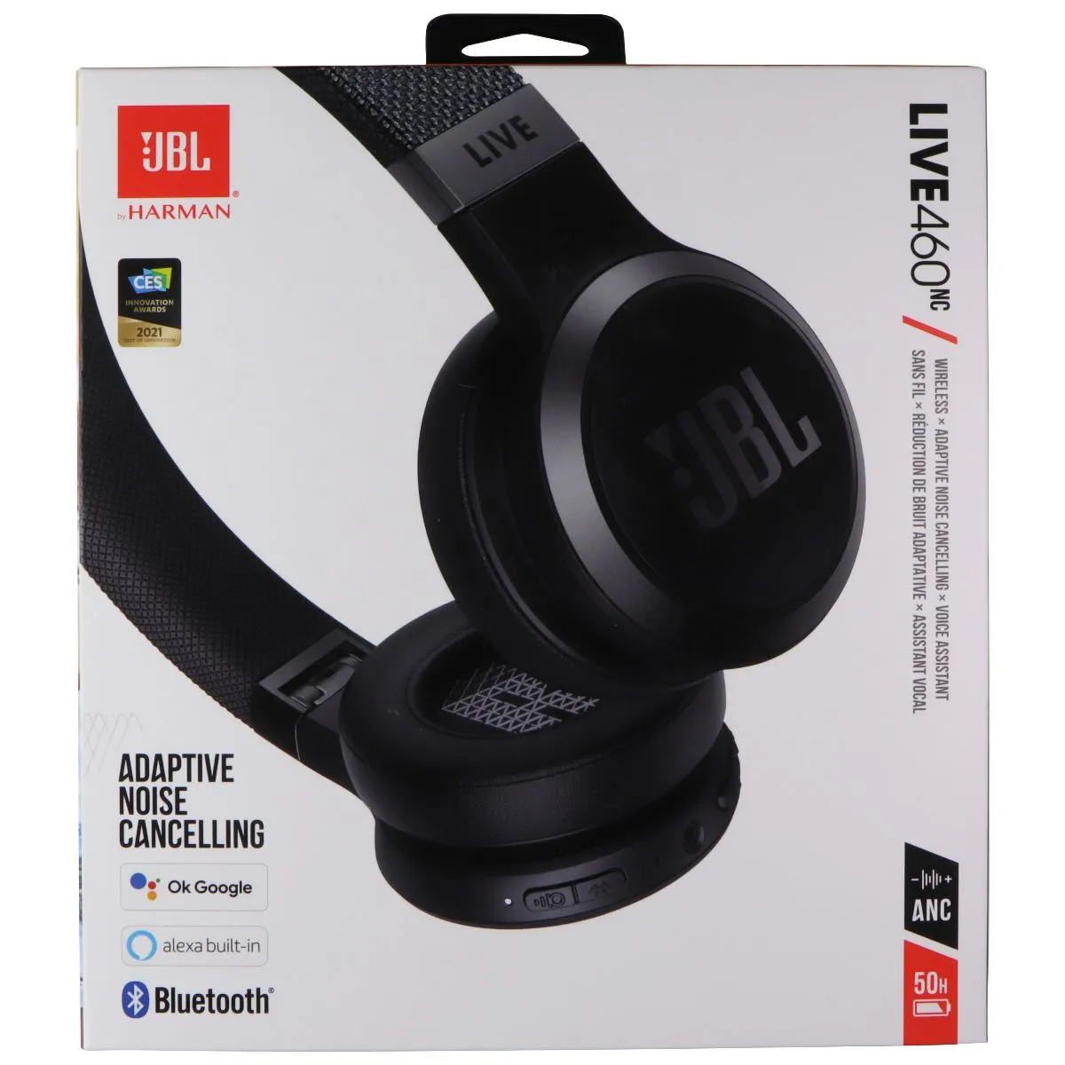 JBL Live 460NC - Wireless On-Ear Noise Cancelling Headphones - Black