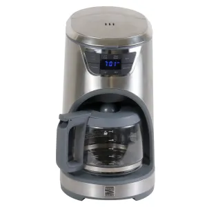 Kenmore Elite Programmable 12-Cup Coffee Maker, Stainless Steel, Aroma Control with Regular or Bold Brew, Removable Water Tank, Digital Display, Timer, Reusable Cone Filter, Charcoal Water Filter