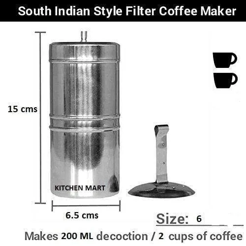 Kitchen Mart Stainless Steel Coffee Filter Size:6 (200ml) (2 cups)