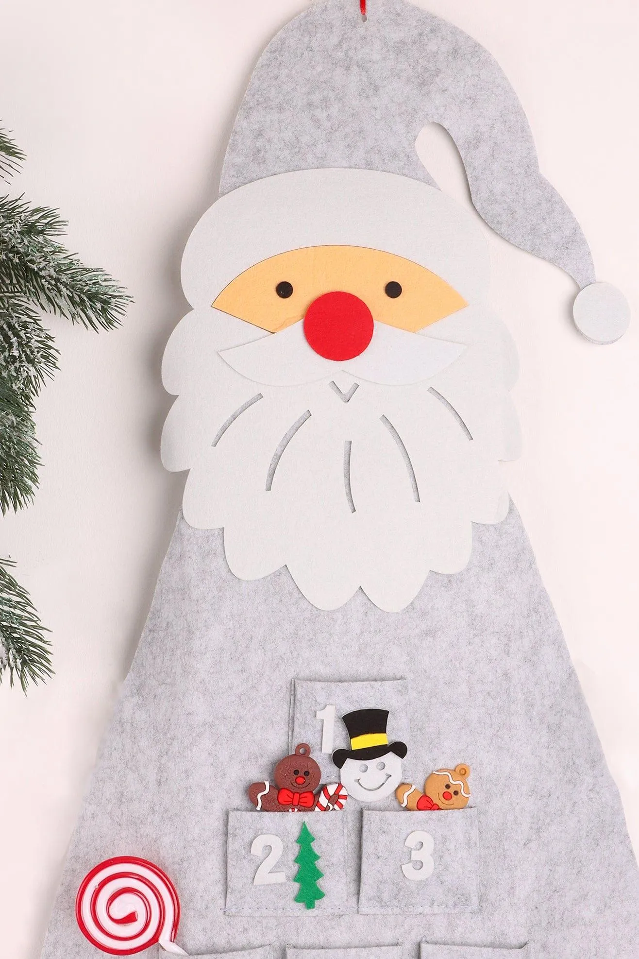 Large Grey Santa Reusable Advent Calendar