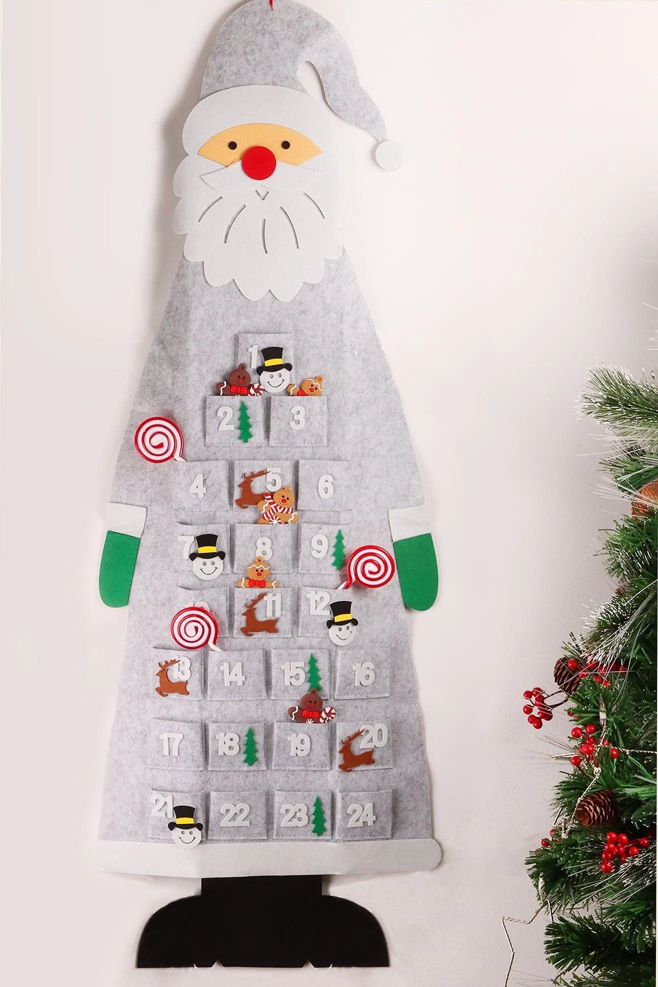 Large Grey Santa Reusable Advent Calendar