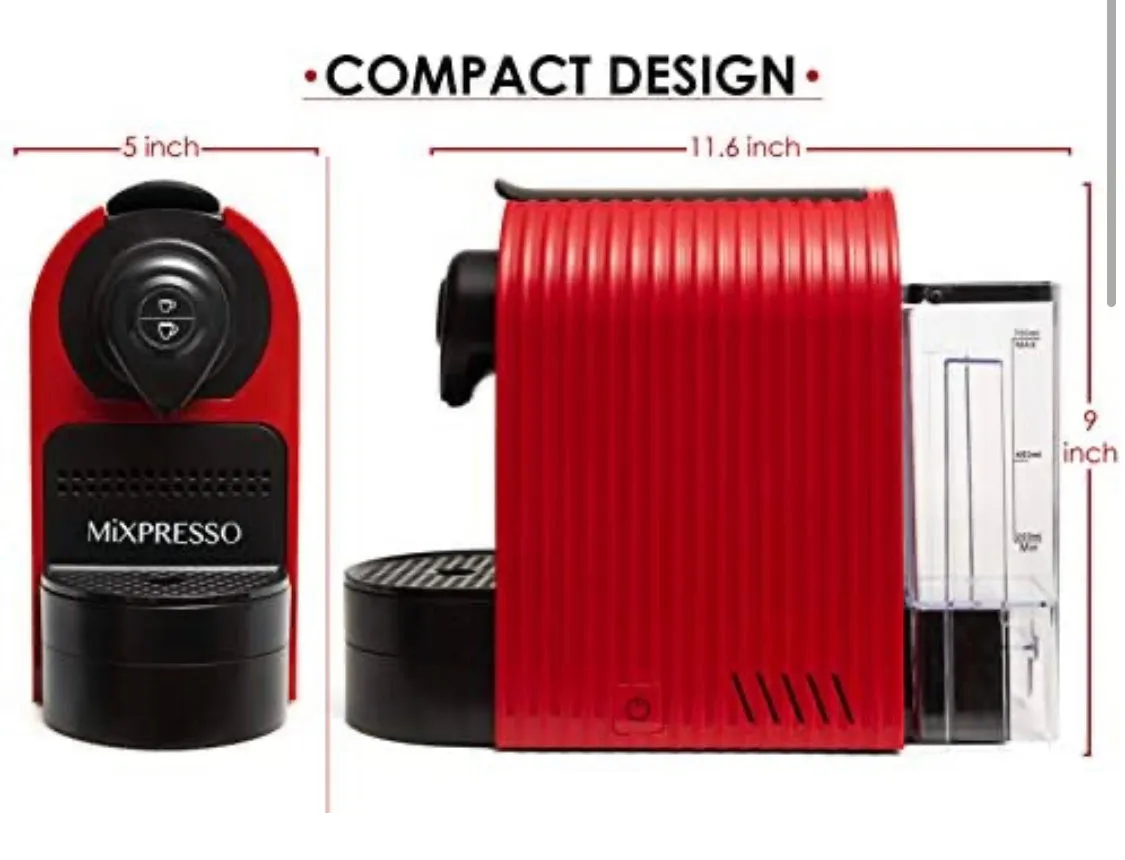 Mixpresso Red Italian  Map- Nespresso Compatible Capsule Espresso Machine (Plus One Case of 100 Borbone Caps)