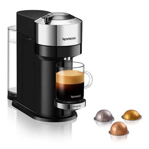 Nespresso Vertuo Next Deluxe Coffee Pod Machine Pure Chrome