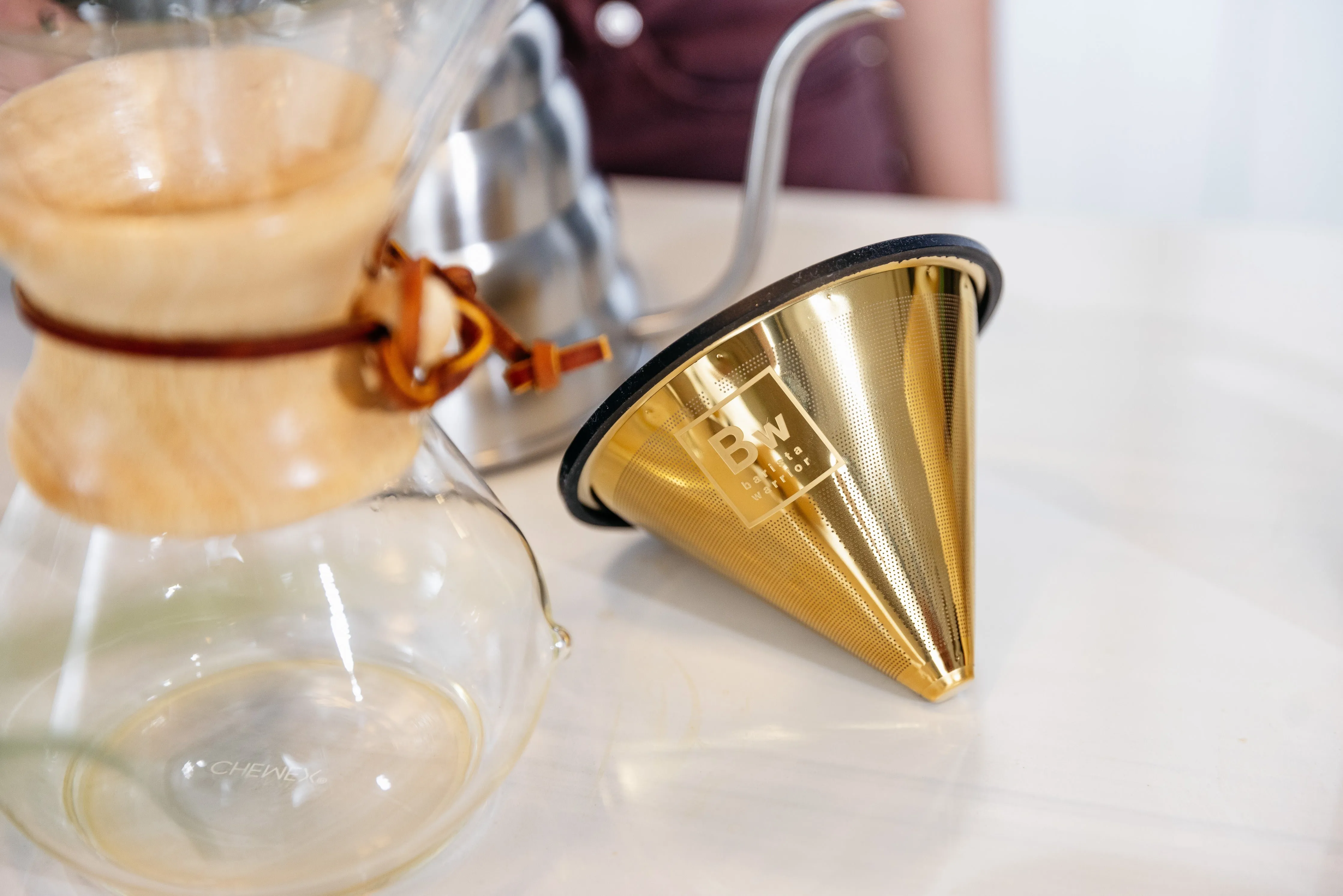 Reusable Pour Over Coffee Filter for Chemex and Hario V60 (Gold) by Barista Warrior