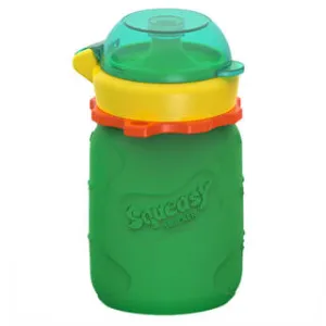 Squeasy Snacker Small 105ml- Silicone Yogurt, Baby Food and Drink Pouch Green