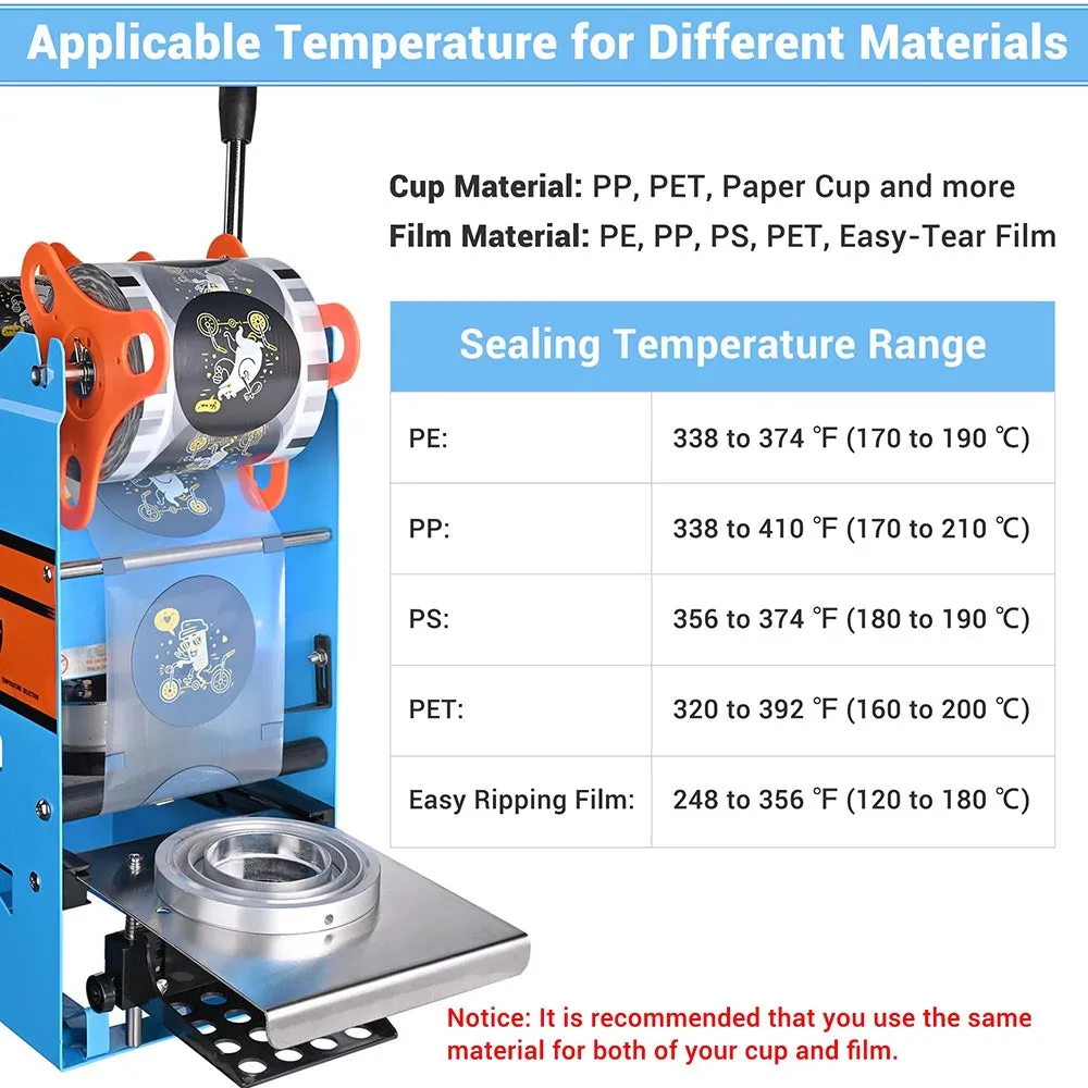 TheLAShop Manual Bubble Tea Cup Sealer Sealing Machine