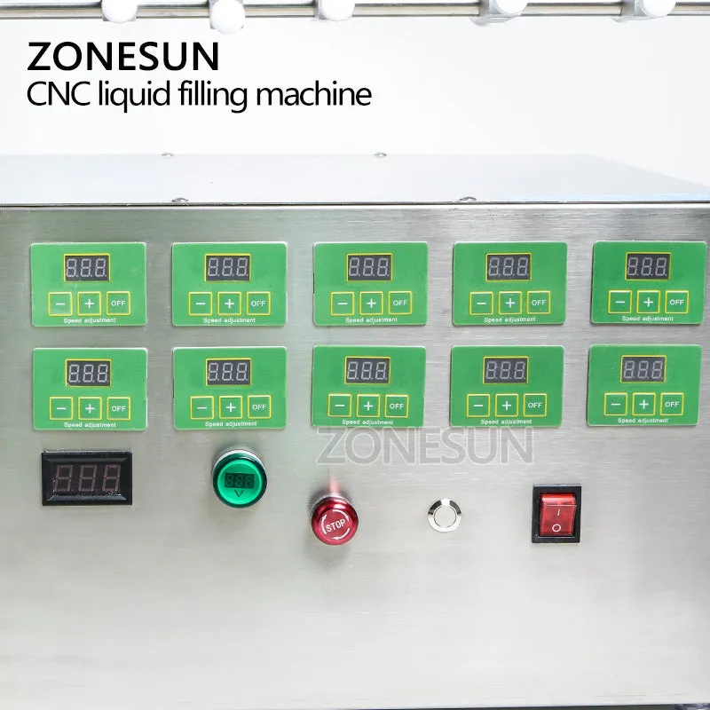 ZONESUN Electric Digital Control Pump Liquid Filling Machine 3-4000ml For Liquid Perfume Water Juice Essential Oil With 10 Heads