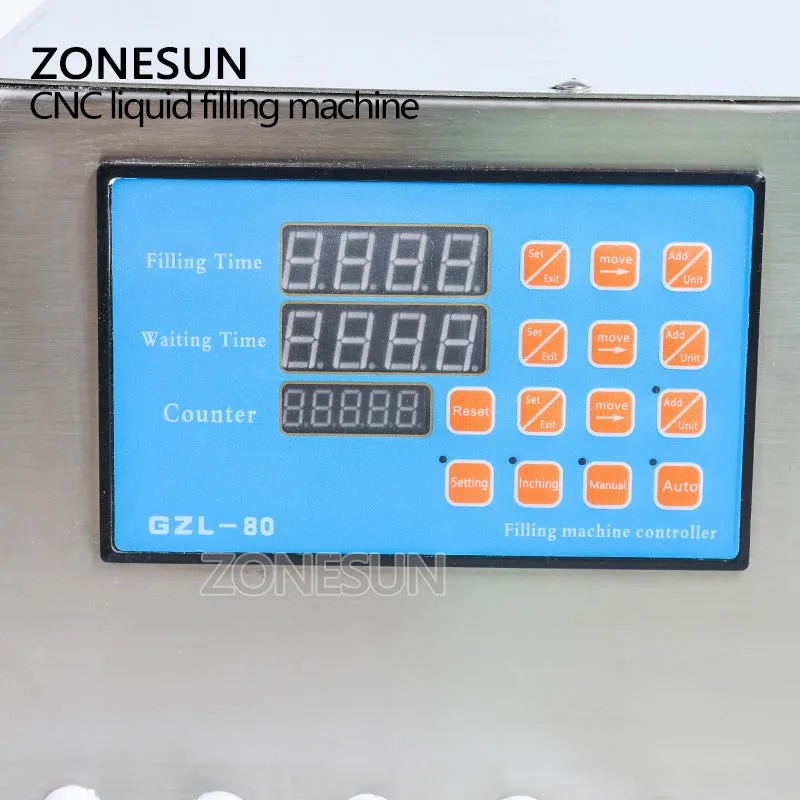 ZONESUN Electric Digital Control Pump Liquid Filling Machine 3-4000ml For Liquid Perfume Water Juice Essential Oil With 10 Heads