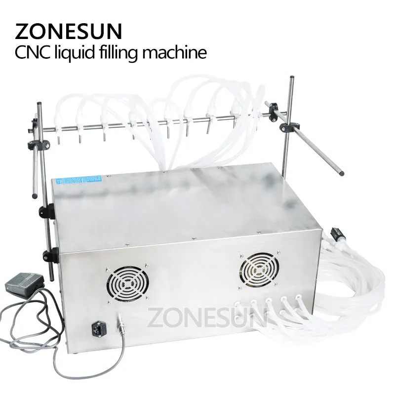 ZONESUN Electric Digital Control Pump Liquid Filling Machine 3-4000ml For Liquid Perfume Water Juice Essential Oil With 10 Heads