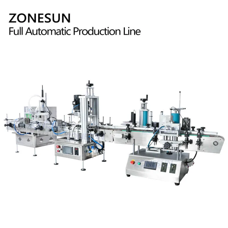 ZONESUN ZS-FAL180C4 Automatic Desktop Small Glass Bottle Essential Oil Filling Capping Labeling Machine