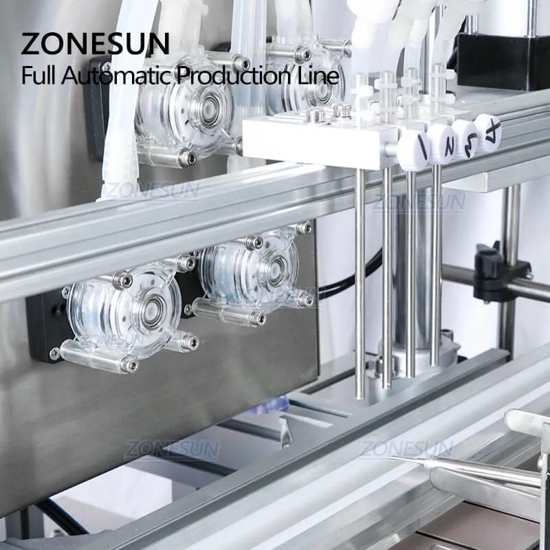 ZONESUN ZS-FAL180C4 Automatic Desktop Small Glass Bottle Essential Oil Filling Capping Labeling Machine