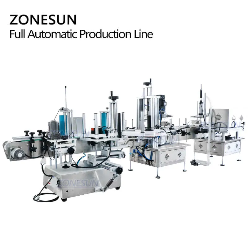 ZONESUN ZS-FAL180C4 Automatic Desktop Small Glass Bottle Essential Oil Filling Capping Labeling Machine