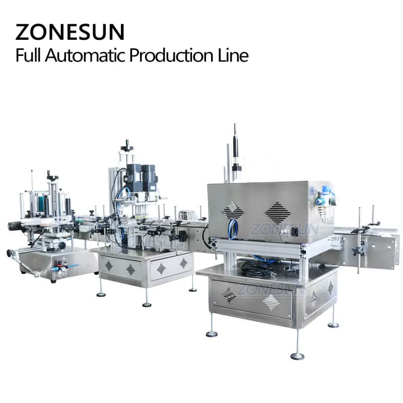 ZONESUN ZS-FAL180C4 Automatic Desktop Small Glass Bottle Essential Oil Filling Capping Labeling Machine