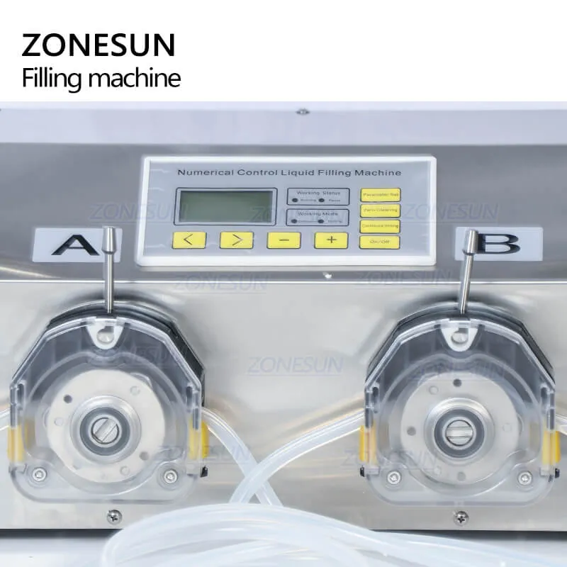 ZONESUN ZS-PP532W 2 Heads Peristaltic Pump Liquid Filling Machine For Perfume Essential Oil