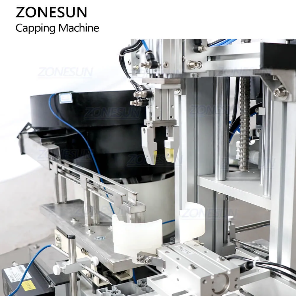 ZONESUN ZS-XG1870R Automatic Nail Polish Liquid Vitamins Essential Oil Glass Dropper Bottle Screw Capping Machine With Vibratory Bowl Sorter