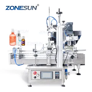 ZONESUN ZS-XG1870R Automatic Nail Polish Liquid Vitamins Essential Oil Glass Dropper Bottle Screw Capping Machine With Vibratory Bowl Sorter