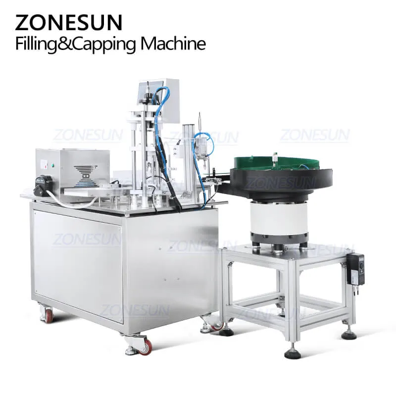 ZS-AFC15 Rotary Automatic Small Nail Polish Essential Oil Bottle Screw Capper Monoblock Filling Capping Machine