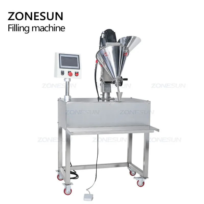 ZS-FM100P Semi-automatic Small Bottle Auger Acrylic Powder Spice Powder Sachet Filling Packing Machine