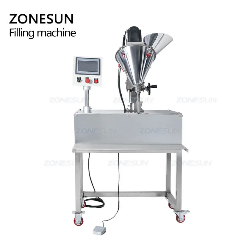 ZS-FM100P Semi-automatic Small Bottle Auger Acrylic Powder Spice Powder Sachet Filling Packing Machine