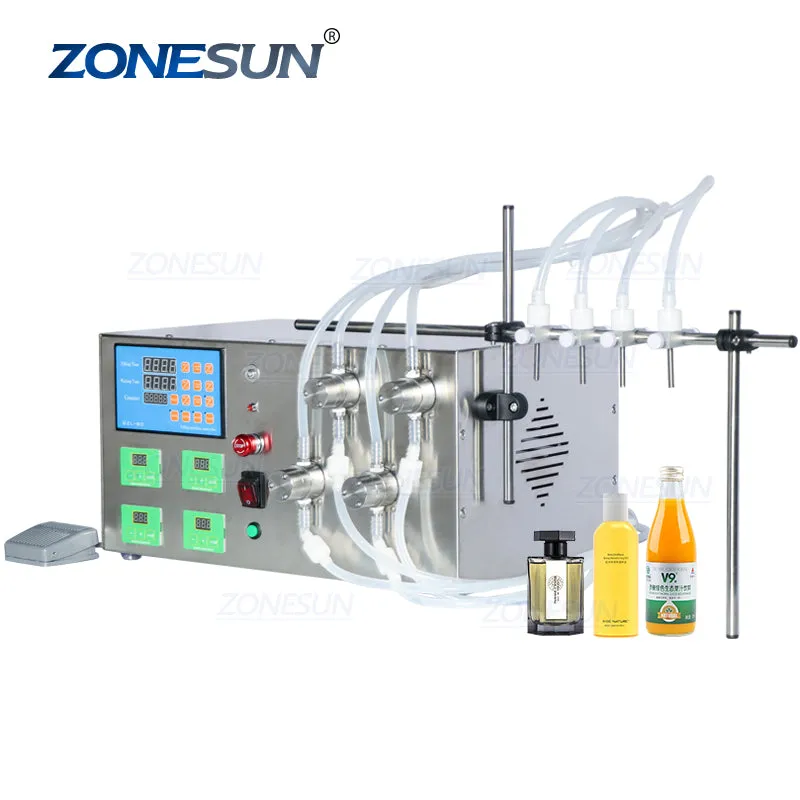 ZS-YTMP2S 2/4 Heads Magnetic Pump Beverage Perfume Watercolor Essential Oil Pigment Liquid Bottle Filling Machine